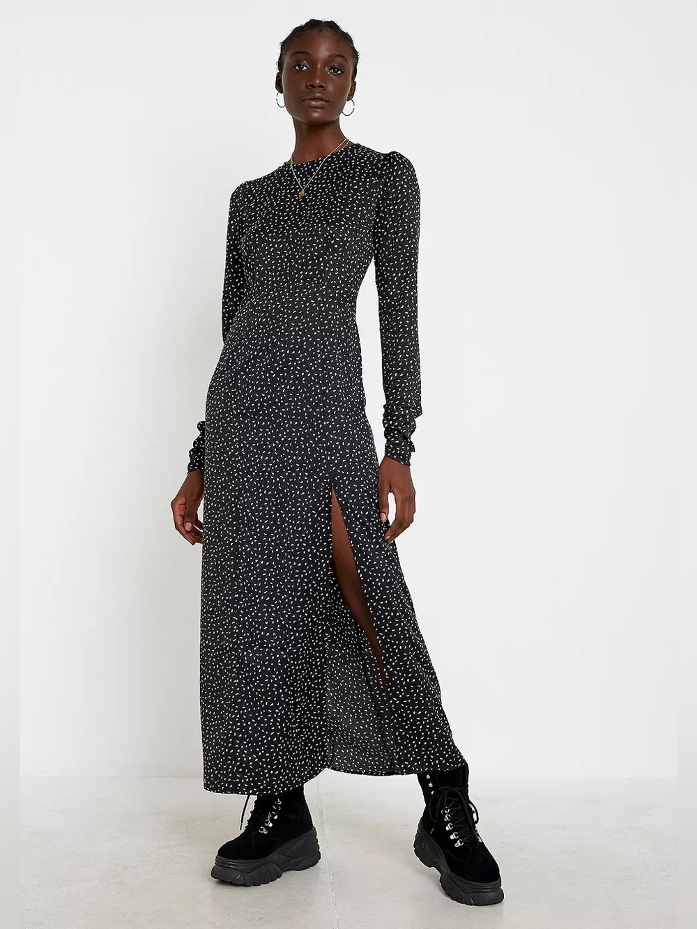 Urban Outfitters Angela Printed Satin Maxi Dress Size L
